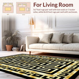 Ultra Soft Area Rug, Non Slip, Stain Resistant, Washable Area Rugs for Living Room, Bedroom, Stylish Traditional Trellis Motif(Gold)
