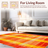 Ultra Soft Area Rug, Non Slip, Stain Resistant, Washable Area Rugs for Living Room, Bedroom, Eclectic Colorful Sunbeam Design(Orange)