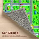 Ultra Soft Area Rug, Non Slip, Stain Resistant, Washable Area Rugs for Living Room, Bedroom, Interactive Roadway Exploration Theme(Green)
