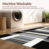 Ultra Soft Area Rug, Non Slip, Stain Resistant, Washable Area Rugs for Living Room, Bedroom, Elegant Black and Bone Stripe(Gray)