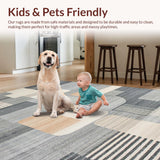 Ultra Soft Area Rug, Non Slip, Stain Resistant, Washable Area Rugs for Living Room, Bedroom, Chic Minimalist Textured Geometric Motif(Gray)