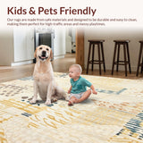 Ultra Soft Area Rug, Non Slip, Stain Resistant, Washable Area Rugs for Living Room, Bedroom, Modern Boho Ivory Beige(Beige)