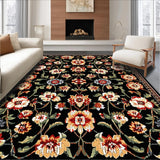 Ultra Soft Area Rug, Non Slip, Stain Resistant, Washable Area Rugs for Living Room, Bedroom, Stylish Black Floral Harmony(Black)