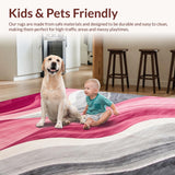 Ultra Soft Area Rug, Non Slip, Stain Resistant, Washable Area Rugs for Living Room, Bedroom, Chic Pink Gray Visual Harmony(Pink)