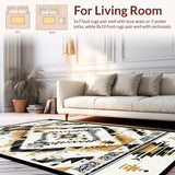 Ultra Soft Area Rug, Non Slip, Stain Resistant, Washable Area Rugs for Living Room, Bedroom, Elegant Ethnic Diamond Design(Beige)