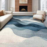 Ultra Soft Area Rug, Non Slip, Stain Resistant, Washable Area Rugs for Living Room, Bedroom, Washable Abstract Art Rug: Grey & Blue Watercolor-Inspired Design(Blue)