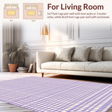 Ultra Soft Area Rug, Non Slip, Stain Resistant, Washable Area Rugs for Living Room, Bedroom, Trendy Minimalist Checkerboard Vibe(Purple)