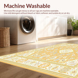 Ultra Soft Area Rug, Non Slip, Stain Resistant, Washable Area Rugs for Living Room, Bedroom, Heritage Collection Area with Traditional Floral Medallion Design(Beige)
