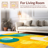 Ultra Soft Area Rug, Non Slip, Stain Resistant, Washable Area Rugs for Living Room, Bedroom, Dynamic Teal and Orange Visuals(Yellow)