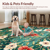 Ultra Soft Area Rug, Non Slip, Stain Resistant, Washable Area Rugs for Living Room, Bedroom, Sophisticated Nature-Inspired Pattern(Blue)