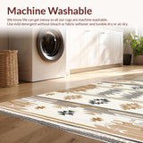 Ultra Soft Area Rug, Non Slip, Stain Resistant, Washable Area Rugs for Living Room, Bedroom, Luxurious Neutral Tiled Design(Beige)