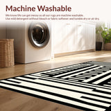 Ultra Soft Area Rug, Non Slip, Stain Resistant, Washable Area Rugs for Living Room, Bedroom, Striking Zebra Style Rug(Black)
