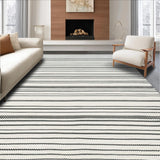 Ultra Soft Area Rug, Non Slip, Stain Resistant, Washable Area Rugs for Living Room, Bedroom, Artful Modernist Symmetrical Stripe Design(Black)