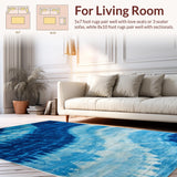 Ultra Soft Area Rug, Non Slip, Stain Resistant, Washable Area Rugs for Living Room, Bedroom, Artistic Tie-Dyed Oceanic Vibes(Blue)