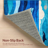 Ultra Soft Area Rug, Non Slip, Stain Resistant, Washable Area Rugs for Living Room, Bedroom, Joyful Underwater Life Motif(Blue)