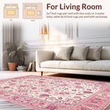Ultra Soft Area Rug, Non Slip, Stain Resistant, Washable Area Rugs for Living Room, Bedroom, Elegant Diamond Trellis Aesthetic(Pink)