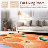 Ultra Soft Area Rug, Non Slip, Stain Resistant, Washable Area Rugs for Living Room, Bedroom, Contemporary Coral Textured Flair(Orange)
