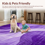 Ultra Soft Area Rug, Non Slip, Stain Resistant, Washable Area Rugs for Living Room, Bedroom, Whimsical Modern Swirl Design(Purple)