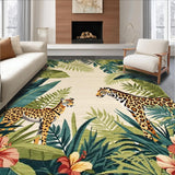 Ultra Soft Area Rug, Non Slip, Stain Resistant, Washable Area Rugs for Living Room, Bedroom, Tropical Flora Artistic Arrangement(Beige)