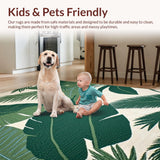 Ultra Soft Area Rug, Non Slip, Stain Resistant, Washable Area Rugs for Living Room, Bedroom, Serene Floral Greenery Atmosphere(Green)