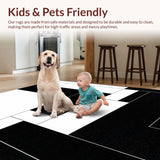 Ultra Soft Area Rug, Non Slip, Stain Resistant, Washable Area Rugs for Living Room, Bedroom, Elegant Black and White Pattern(Black)