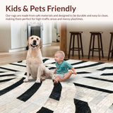 Ultra Soft Area Rug, Non Slip, Stain Resistant, Washable Area Rugs for Living Room, Bedroom, Urban Gridline Accent Rug Featuring Dynamic Parallel Bands and Graphic Contrast(Black)