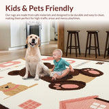 Ultra Soft Area Rug, Non Slip, Stain Resistant, Washable Area Rugs for Living Room, Bedroom, Cute Animal Alphabet Exploration(Brown)