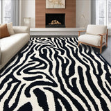 Ultra Soft Area Rug, Non Slip, Stain Resistant, Washable Area Rugs for Living Room, Bedroom, Washable Zebra Skin Bath Mat for Modern Bathrooms(Black)