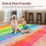 Ultra Soft Area Rug, Non Slip, Stain Resistant, Washable Area Rugs for Living Room, Bedroom, Playful Soft Green Geometric Motif(Orange)