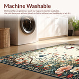 Ultra Soft Area Rug, Non Slip, Stain Resistant, Washable Area Rugs for Living Room, Bedroom, Modern Butterfly Medley Area with Whimsical Floral and Insect Motifs(Ivory)