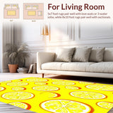 Ultra Soft Area Rug, Non Slip, Stain Resistant, Washable Area Rugs for Living Room, Bedroom, Charming Fruit-Inspired Motif(Yellow)