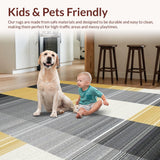 Ultra Soft Area Rug, Non Slip, Stain Resistant, Washable Area Rugs for Living Room, Bedroom, Vibrant Bold Contemporary Stripes(Gold)