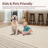 Ultra Soft Area Rug, Non Slip, Stain Resistant, Washable Area Rugs for Living Room, Bedroom, Modern Ivory Living Room Minimalist Wool Rug(Beige)