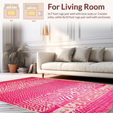Ultra Soft Area Rug, Non Slip, Stain Resistant, Washable Area Rugs for Living Room, Bedroom, Playful Pink Cheetah Aesthetic(Pink)