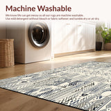 Ultra Soft Area Rug, Non Slip, Stain Resistant, Washable Area Rugs for Living Room, Bedroom, Circular Featuring Abstract Boho Tribal Lines And Geometric Shapes(Black)