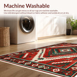 Ultra Soft Area Rug, Non Slip, Stain Resistant, Washable Area Rugs for Living Room, Bedroom, Farmhouse Vintage Christmas Living Room Washable Carpet(Red)