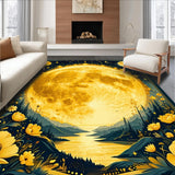 Ultra Soft Area Rug, Non Slip, Stain Resistant, Washable Area Rugs for Living Room, Bedroom, Trendy Psychedelic Nature Theme(Gold)