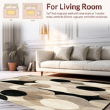 Barista Collection Modern Abstract Circles Geometric Area Beige Black(Beige)