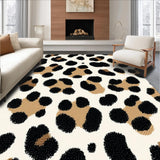 Ultra Soft Area Rug, Non Slip, Stain Resistant, Washable Area Rugs for Living Room, Bedroom, Black Ivory Animal Print Hallway Runner Rug(Beige)