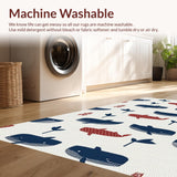 Ultra Soft Area Rug, Non Slip, Stain Resistant, Washable Area Rugs for Living Room, Bedroom, Eclectic Marine Life Design(White)