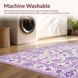 Ultra Soft Area Rug, Non Slip, Stain Resistant, Washable Area Rugs for Living Room, Bedroom, Charming Round Blooming Fantasy(White)