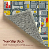 Ultra Soft Area Rug, Non Slip, Stain Resistant, Washable Area Rugs for Living Room, Bedroom, Lively City Grid Exploration Mat(Gray)