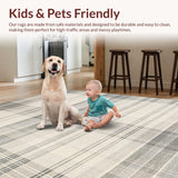 Ultra Soft Area Rug, Non Slip, Stain Resistant, Washable Area Rugs for Living Room, Bedroom, Elegant Fringed Neutral Tones(Beige)
