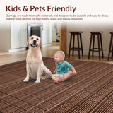 Ultra Soft Area Rug, Non Slip, Stain Resistant, Washable Area Rugs for Living Room, Bedroom, Rustic Earthy Waffle Aesthetic(Brown)