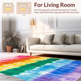 Ultra Soft Area Rug, Non Slip, Stain Resistant, Washable Area Rugs for Living Room, Bedroom, Rainbow Pink Purple Nursery Plush Playroom Carpet(Pink)