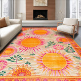 Ultra Soft Area Rug, Non Slip, Stain Resistant, Washable Area Rugs for Living Room, Bedroom, Lively Color-Drenched Artistic Flair(Orange)