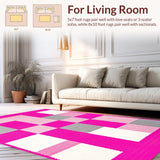 Ultra Soft Area Rug, Non Slip, Stain Resistant, Washable Area Rugs for Living Room, Bedroom, Dynamic Cozy Child's Activity Motif(Pink)
