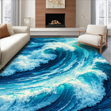 Ultra Soft Area Rug, Non Slip, Stain Resistant, Washable Area Rugs for Living Room, Bedroom, Beach-Themed Non-Slip Bedroom Area Carpet(Blue)