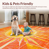 Ultra Soft Area Rug, Non Slip, Stain Resistant, Washable Area Rugs for Living Room, Bedroom, Dynamic Modern Sunny Vibe(Yellow)