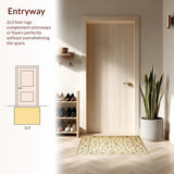 Ultra Soft Area Rug, Non Slip, Stain Resistant, Washable Area Rugs for Living Room, Bedroom, Ancient Floral Hallway for Entryway Floor(Beige)